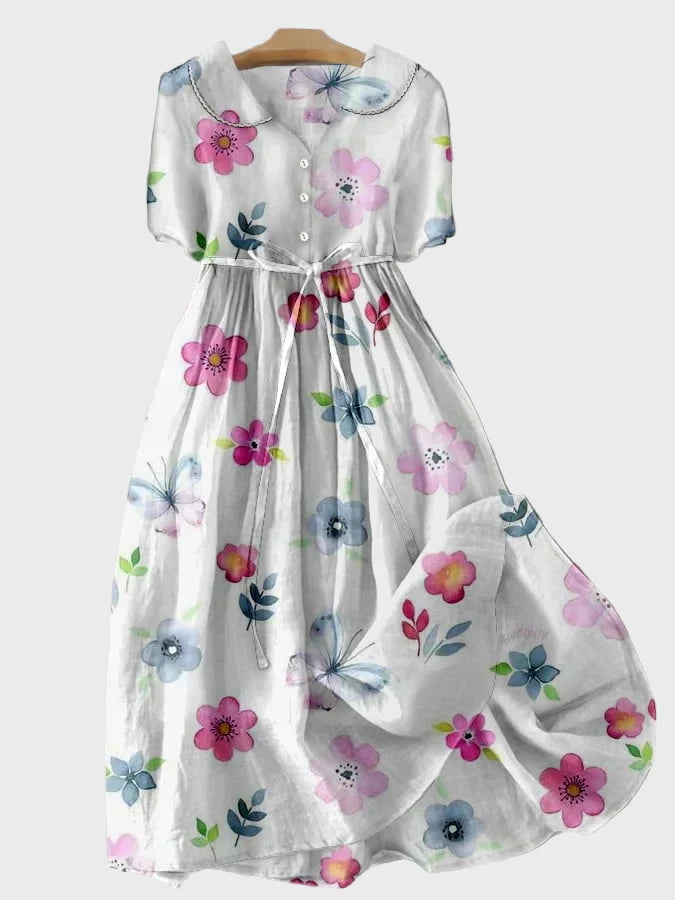 Luna | Elegantní Maxi Šaty S Květinovým Potiskem A Motýly