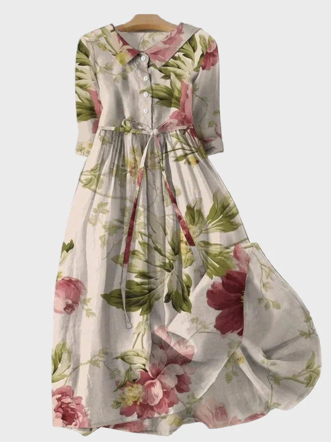 Lyra|Elegantní Maxi Šaty s Botanickým Vzorem Pro Jaro Léto
