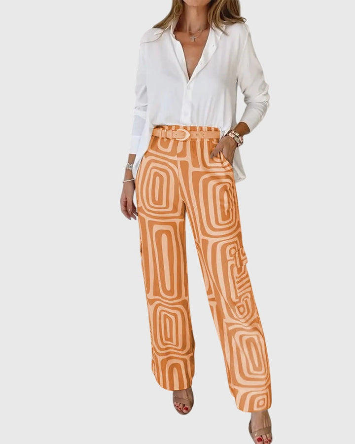 Emilia™ | Stylové kalhoty + blůza a pásek zdarma