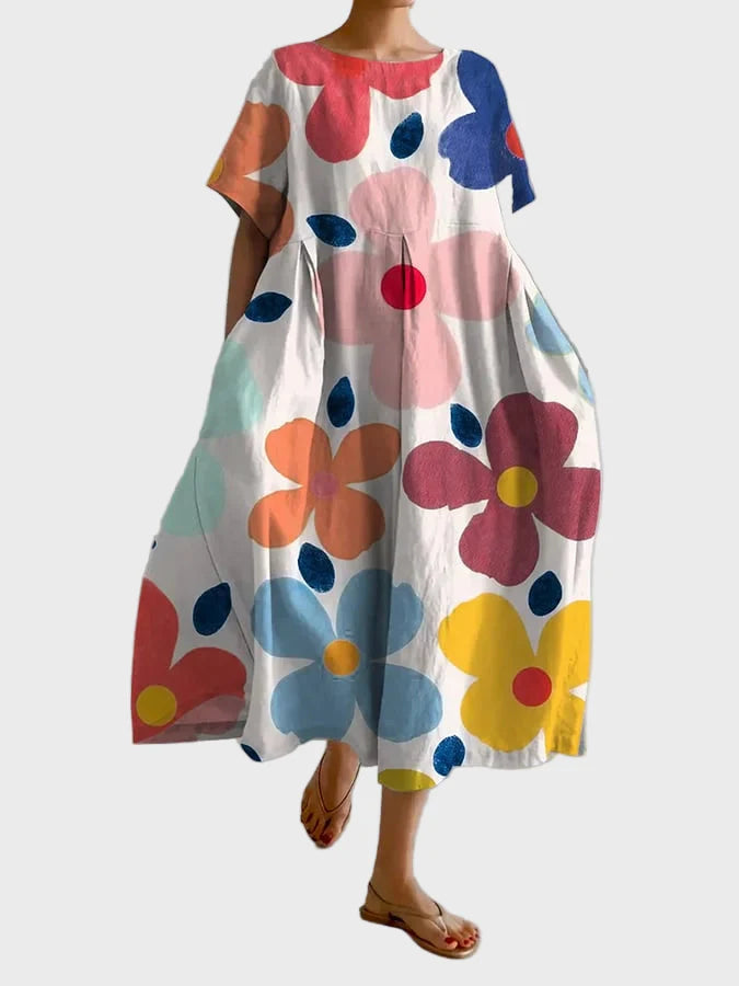 Lira | Elegantní maxi šaty s oversized květy lehký materiál