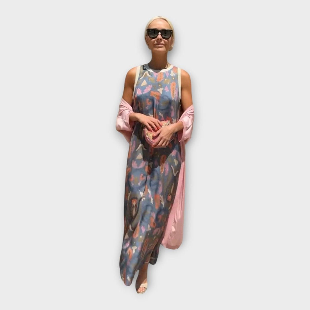 Lyra | Elegantní Maxi Šaty S Uměleckým Vzorem Příležitost
