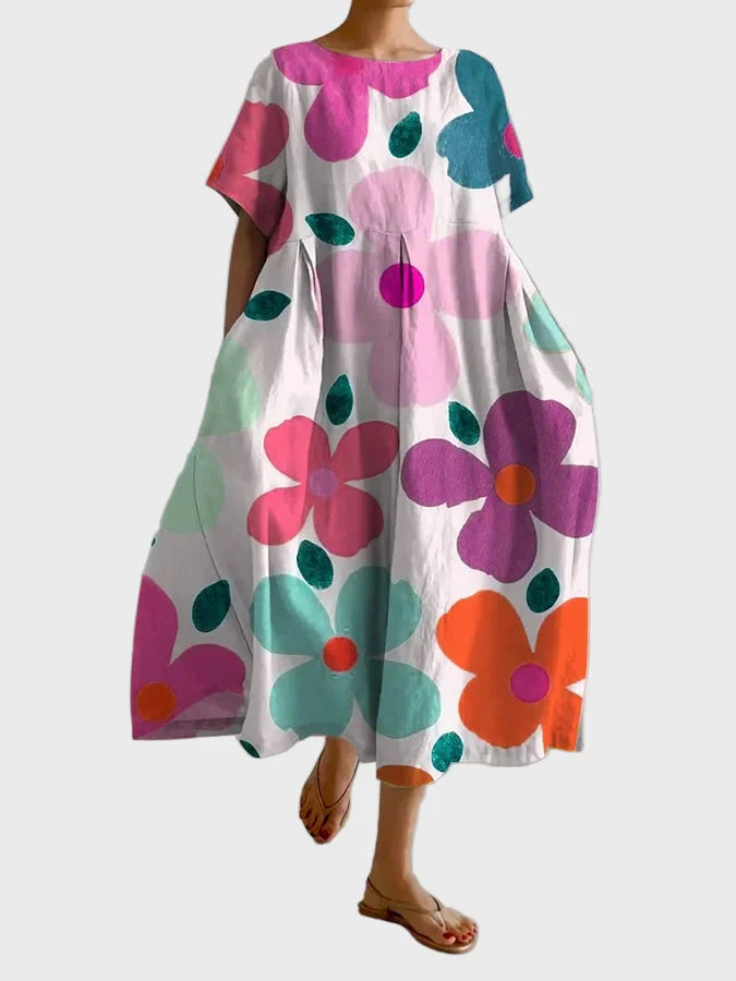 Lira | Elegantní maxi šaty s oversized květy lehký materiál