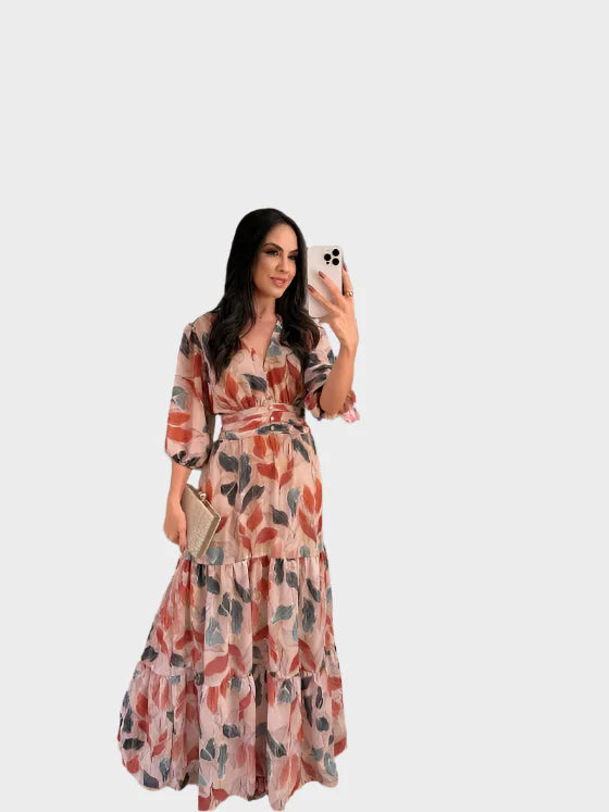 Lyra | Elegantní Dlouhé Šaty S Listovým Vzorem Pro Svatby