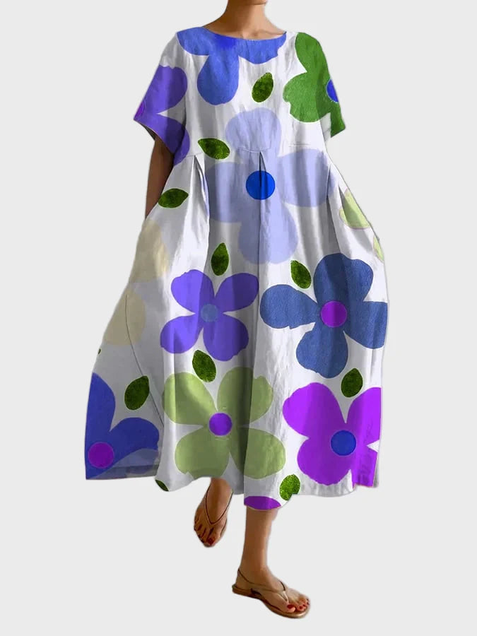 Lira | Elegantní maxi šaty s oversized květy lehký materiál
