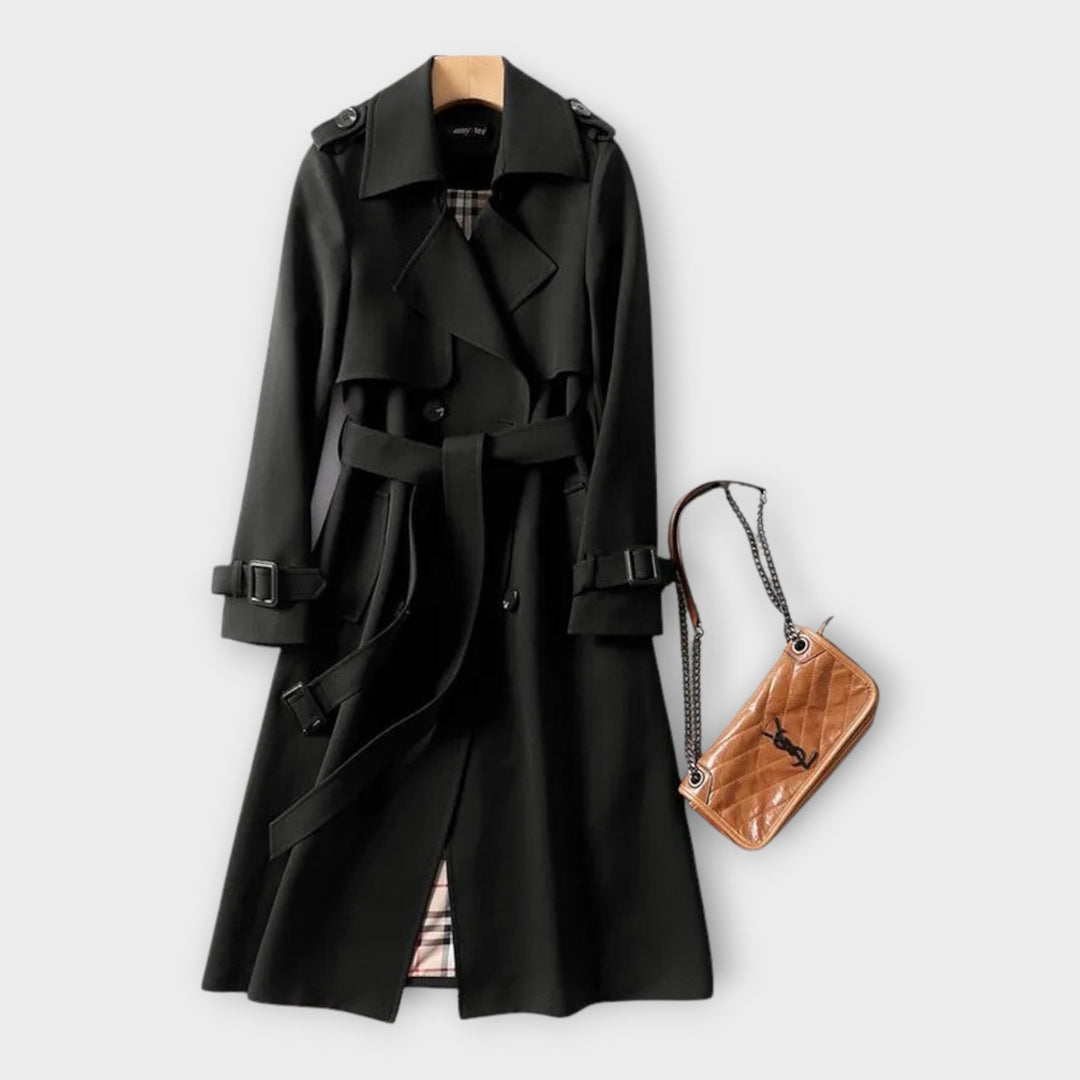 Κλασικό Μακρύ Trench Coat με Ζώνη 