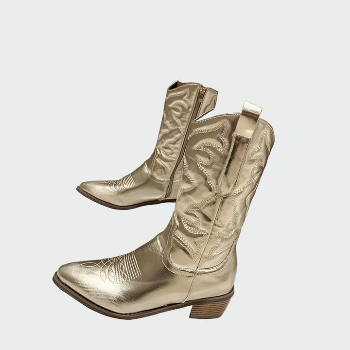 Metalické cowboy boty