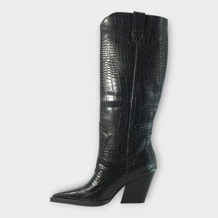 Kroko vzorované boty s elegantním podpatkem