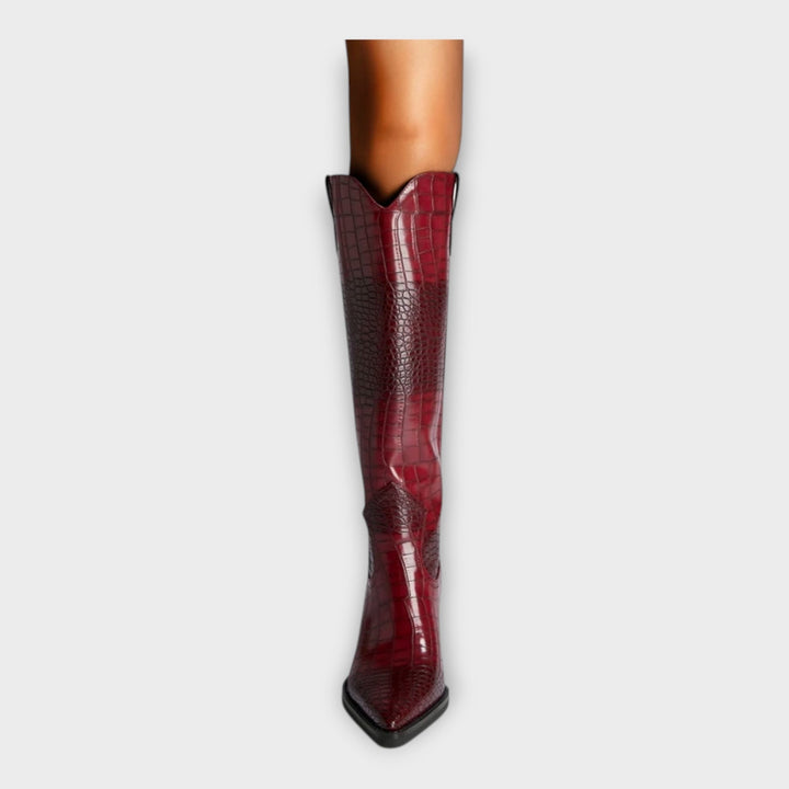 Kroko vzorované boty s elegantním podpatkem