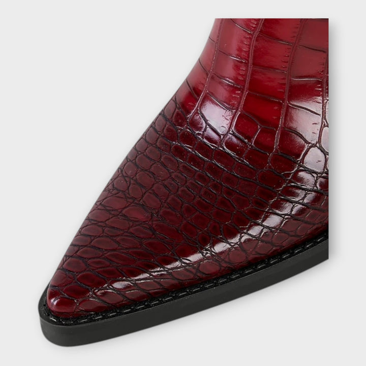 Kroko vzorované boty s elegantním podpatkem