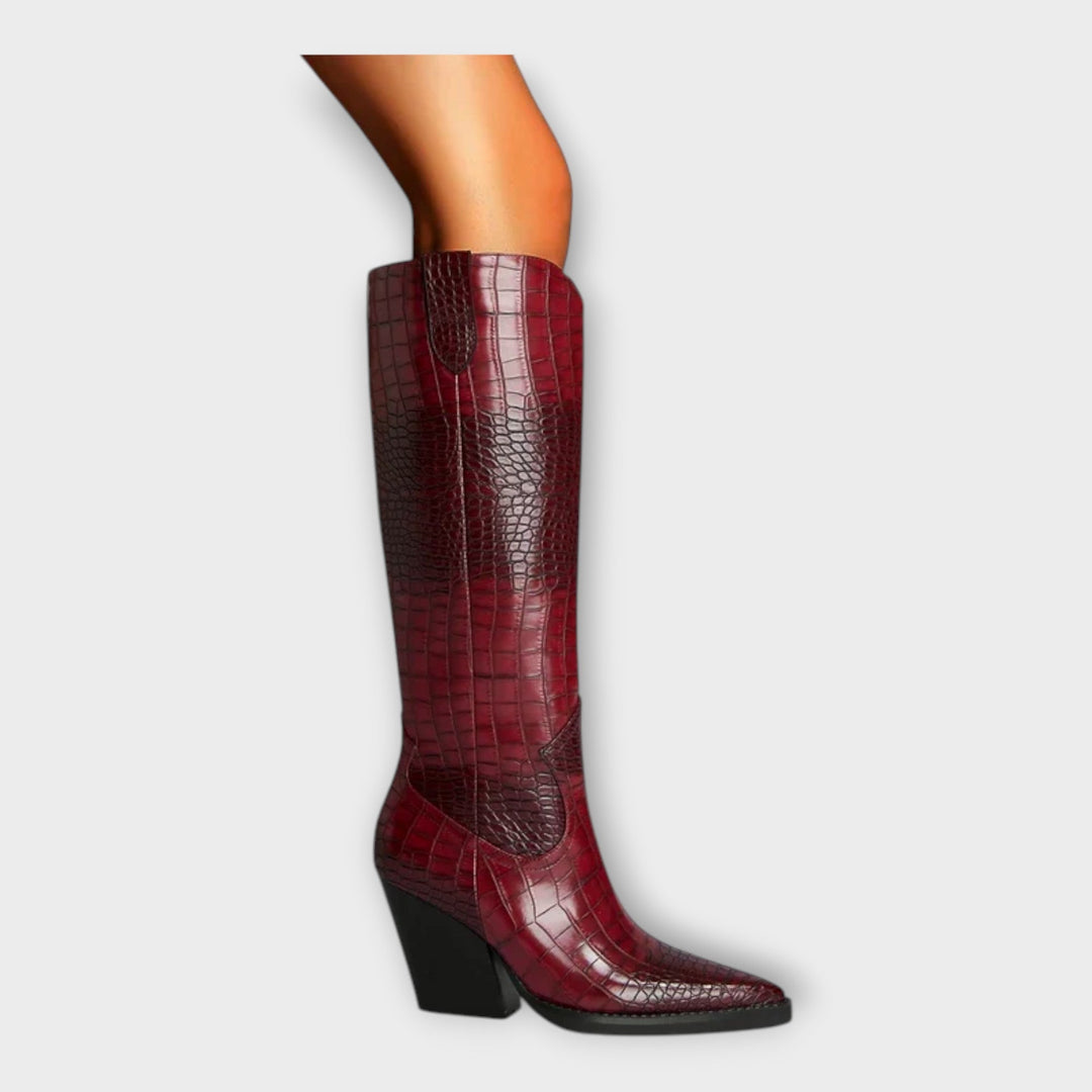 Kroko vzorované boty s elegantním podpatkem