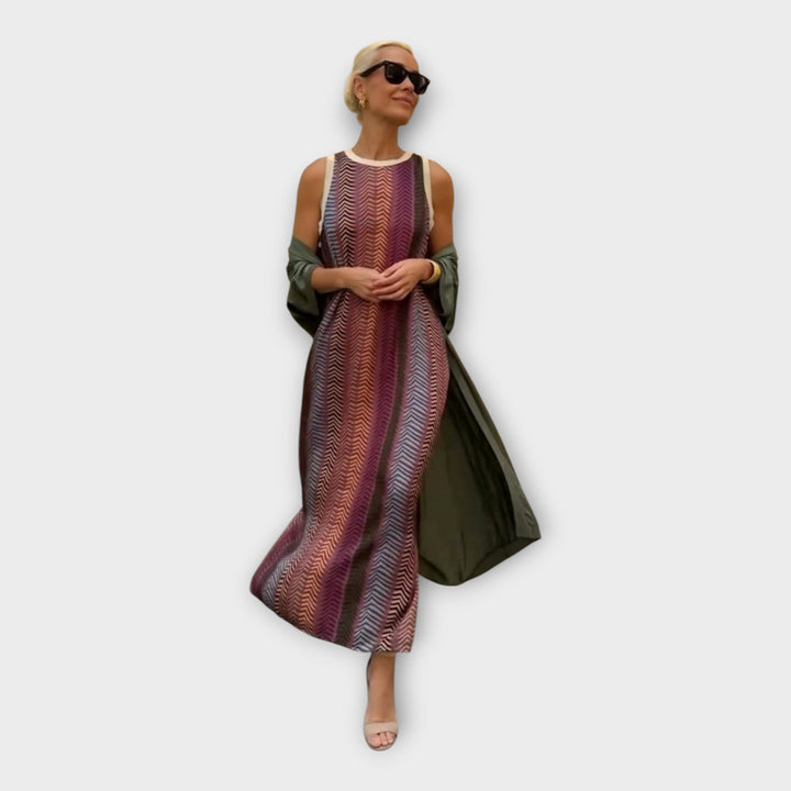 Astra Maxi Šaty | Elegantní Lineární Vzor Pohodlný Střih