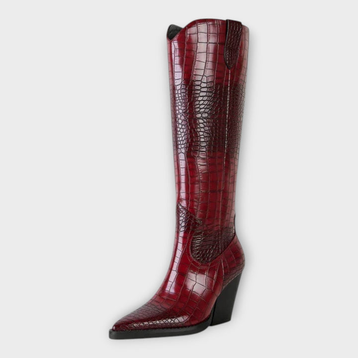 Kroko vzorované boty s elegantním podpatkem