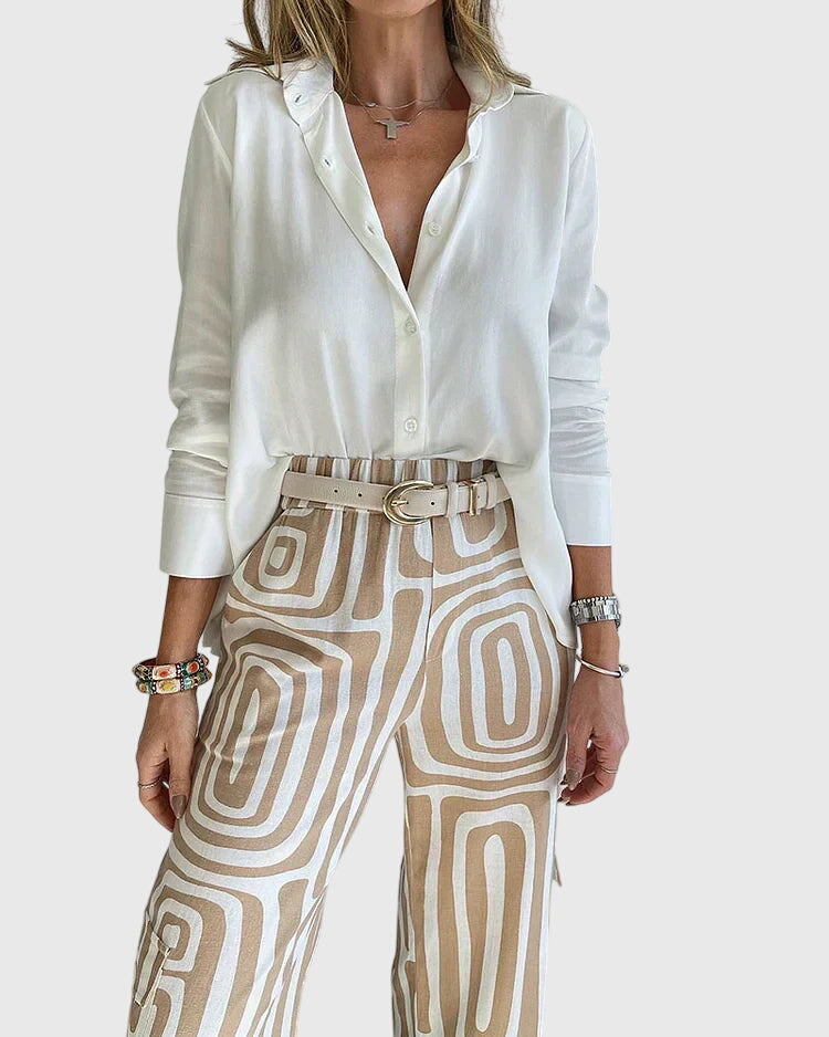 Emilia™ | Stylové kalhoty + blůza a pásek zdarma