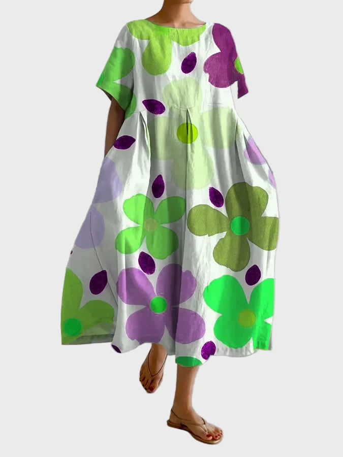 Lira | Elegantní maxi šaty s oversized květy lehký materiál