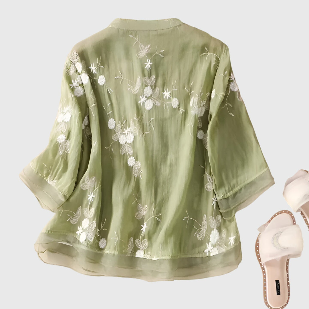 Nellie™ | Elegantní top s vysívanými květinami