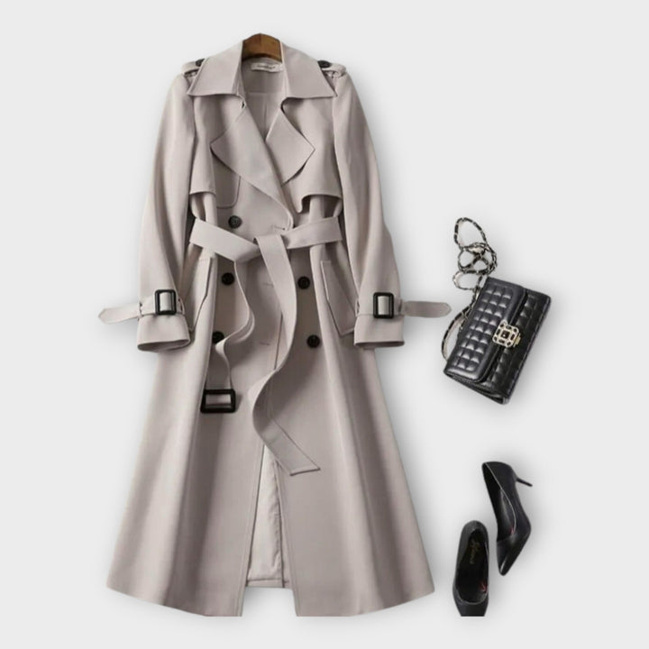Κλασικό Μακρύ Trench Coat με Ζώνη 