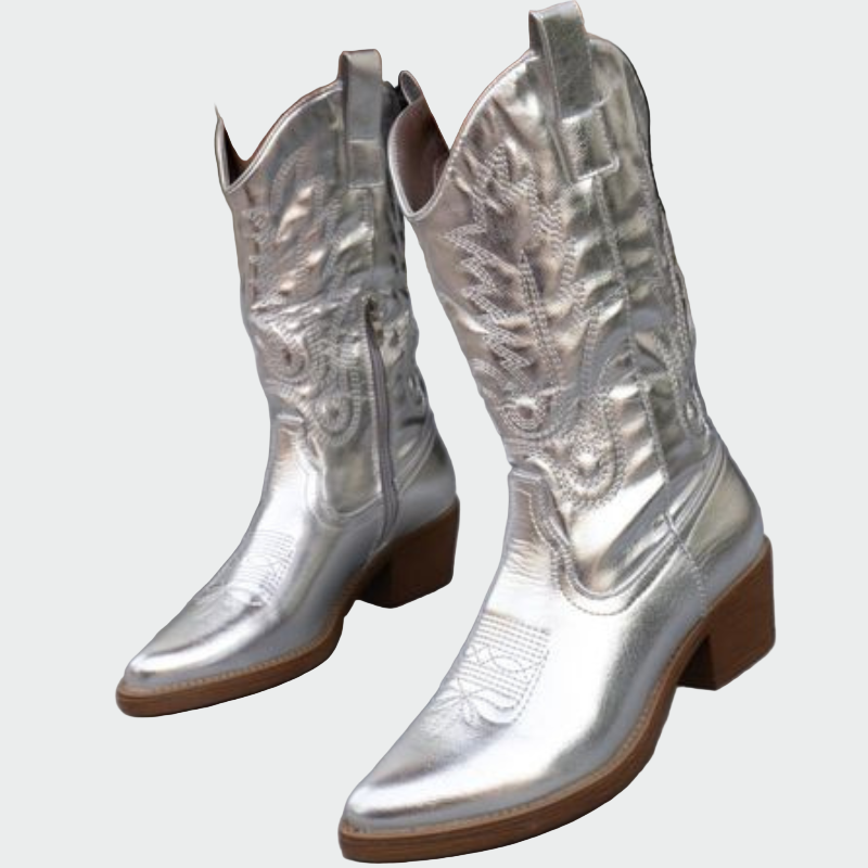 Metalické cowboy boty
