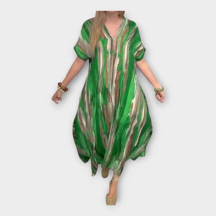 Lyara | Dlouhý Kaftan S V Výstřihem A Volnými Rukávy
