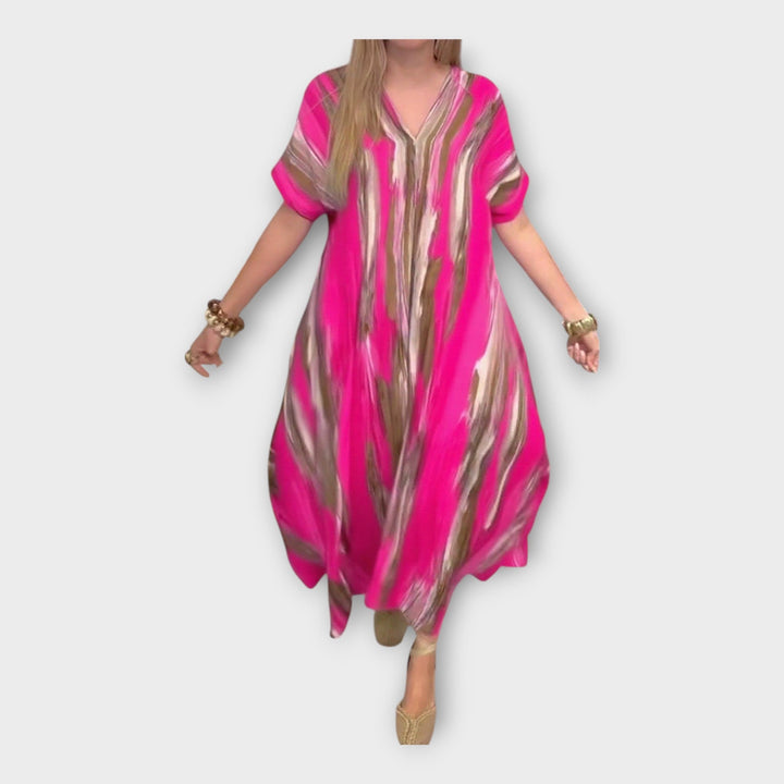 Lyara | Dlouhý Kaftan S V Výstřihem A Volnými Rukávy